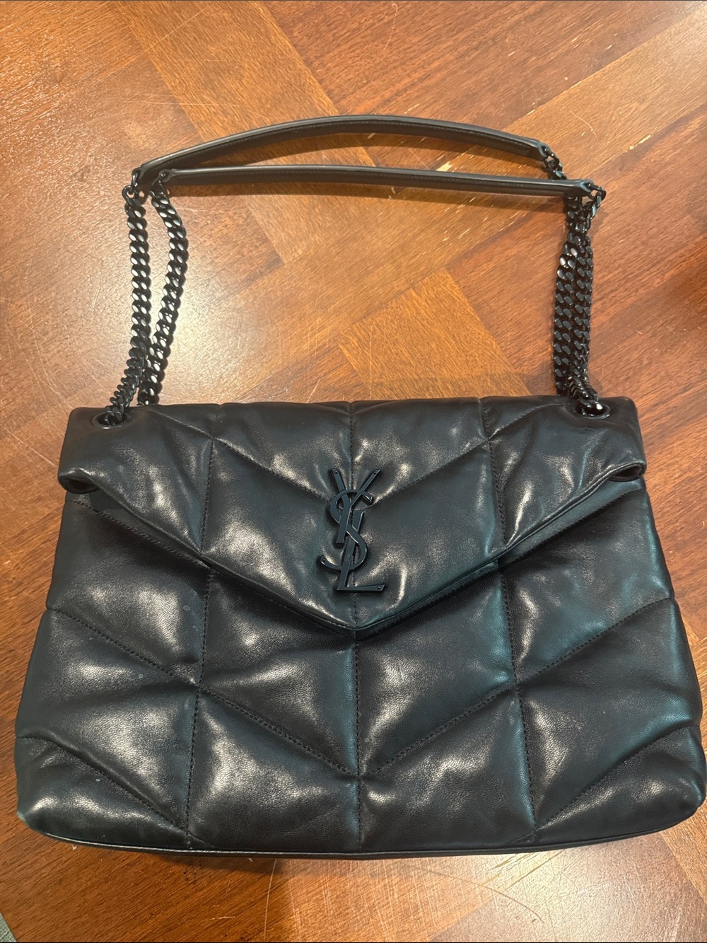 Saint Laurent Black Quilted Envelope Chain Shoulder Bag